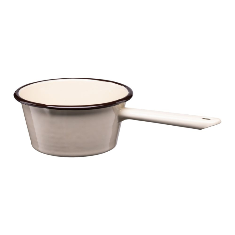 Rondel emaliowany z rączką GORDON 14cm/0,6l krem